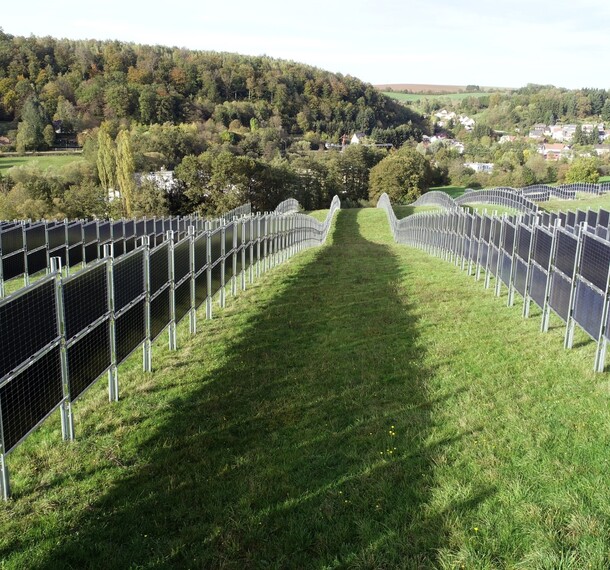 Idee Senkrecht stehende Solarmodule auf Agrarflächen